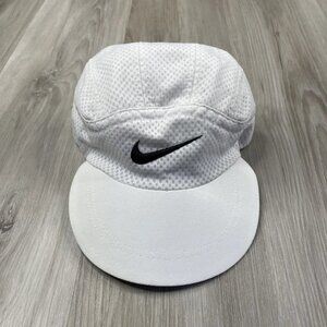 Vintage Nike Running Tennis Lightweight Mesh Strapback Cap Hat White Y2K
